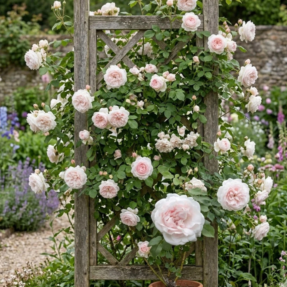 Rosa ‘Madame Alfred Carrière’ (Madame Alfred Carrière Noisette Climbing Rose)
