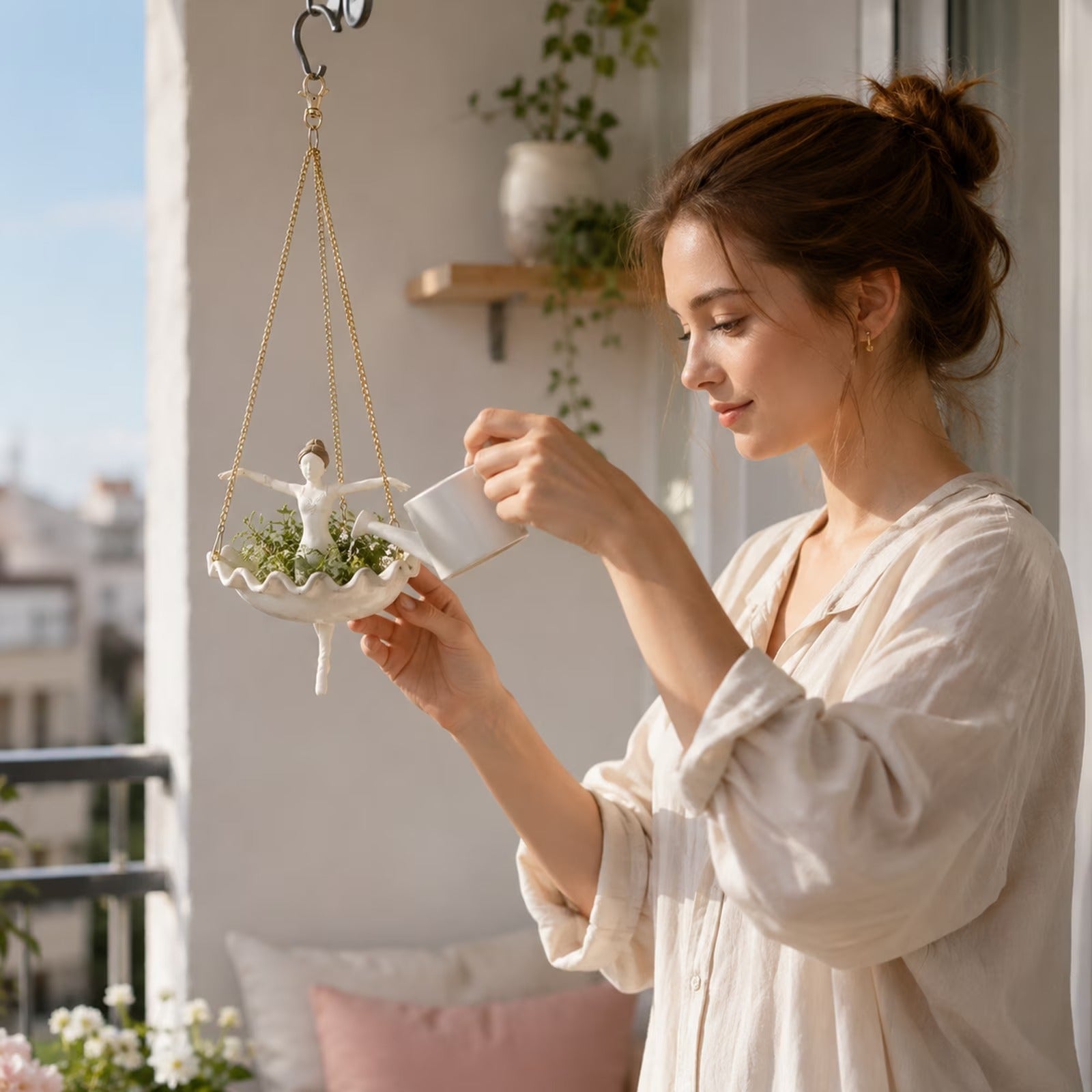 Designer Dancer White Hanging Basket – Ballet Design