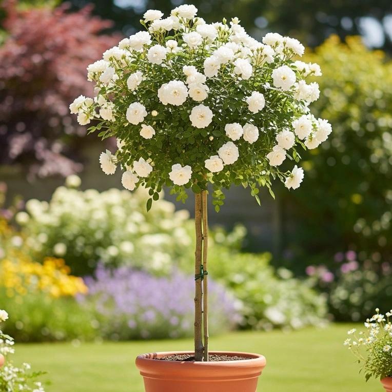 Rosa ‘Iceberg’ (Iceberg Patio Standard Floribunda Rose)